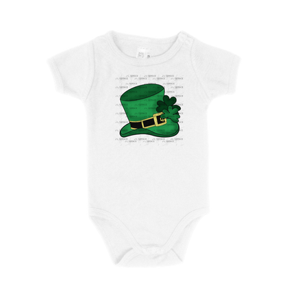 St Patrick Leprechaun Hat PNG – Green Top Hat with Shamrock and Gold Glitter Buckle