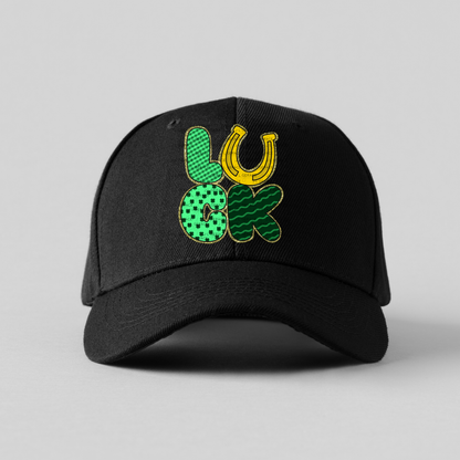 Lucky St Patricks Day PNG Gold Glitter Outline Shamrock Horseshoe Digital Download