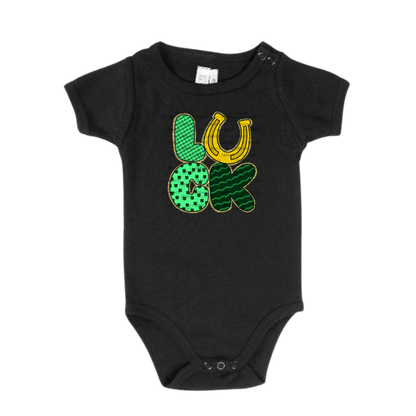 Lucky St Patricks Day PNG Gold Glitter Outline Shamrock Horseshoe Digital Download