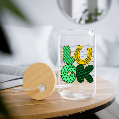 Lucky St Patricks Day PNG Gold Glitter Outline Shamrock Horseshoe Digital Download