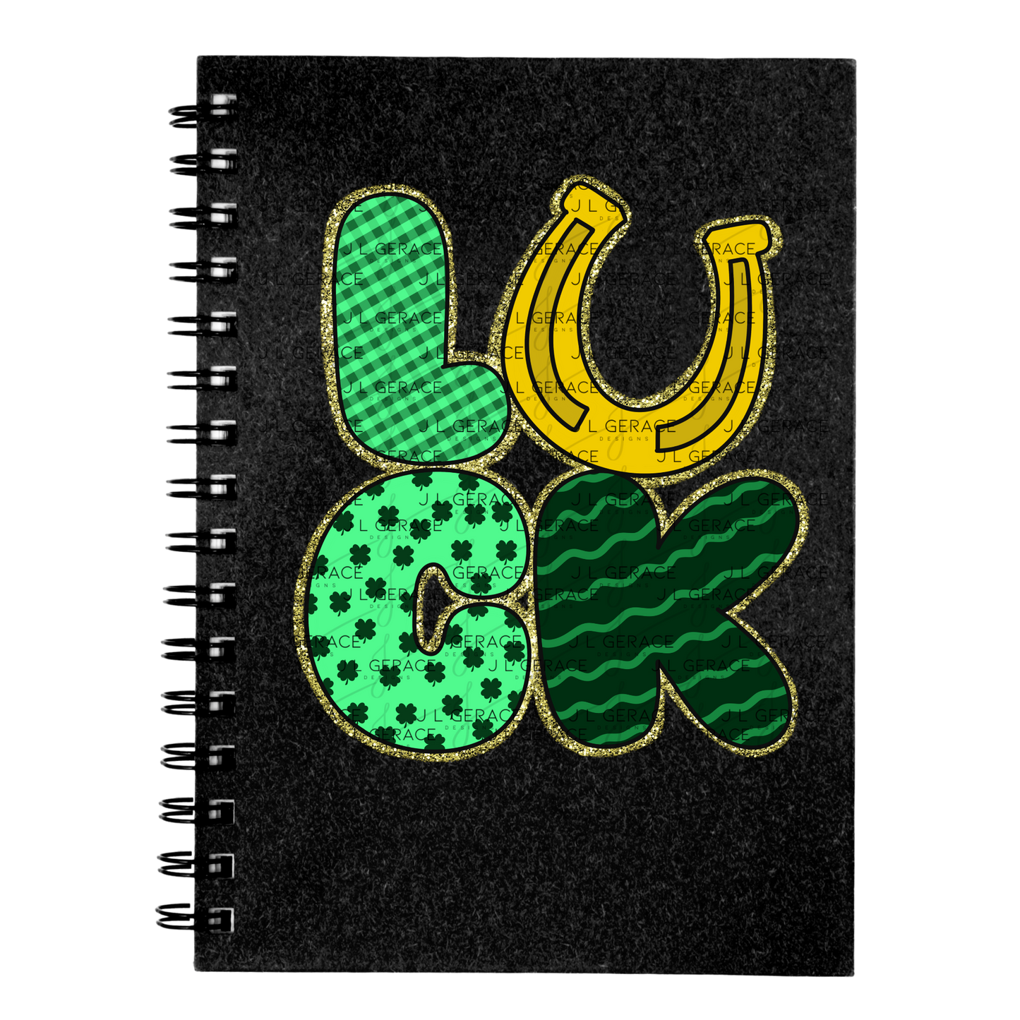 Lucky St Patricks Day PNG Gold Glitter Outline Shamrock Horseshoe Digital Download