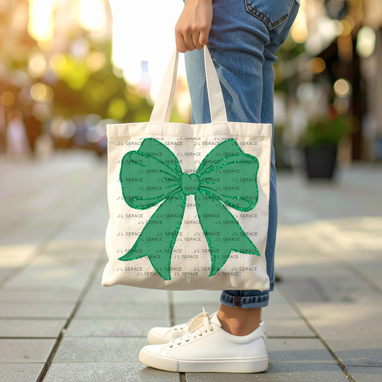 Green Glitter Bow PNG, St Patrick Bow Clipart, Emerald Glitter Ribbon Design, Sublimation PNG Download