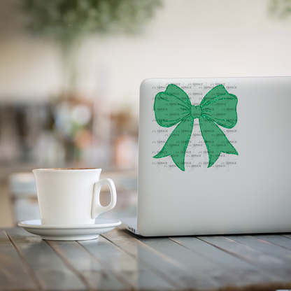 Green Glitter Bow PNG, St Patrick Bow Clipart, Emerald Glitter Ribbon Design, Sublimation PNG Download