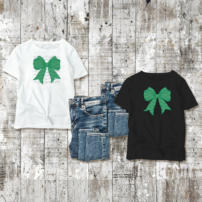 Green Glitter Bow PNG, St Patrick Bow Clipart, Emerald Glitter Ribbon Design, Sublimation PNG Download
