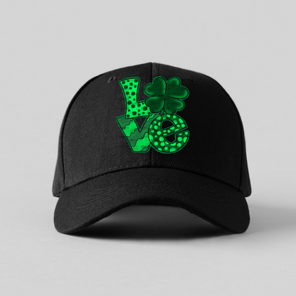 St Patricks Day Love PNG Green Glitter Shamrock Sublimation Design