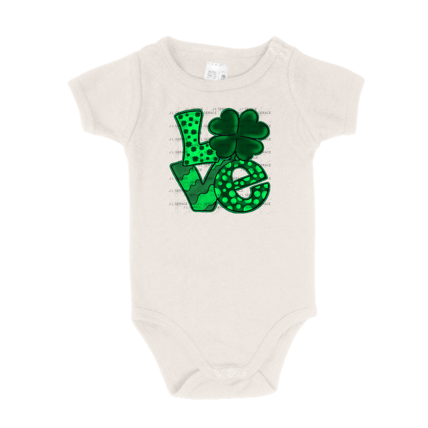 St Patricks Day Love PNG Green Glitter Shamrock Sublimation Design