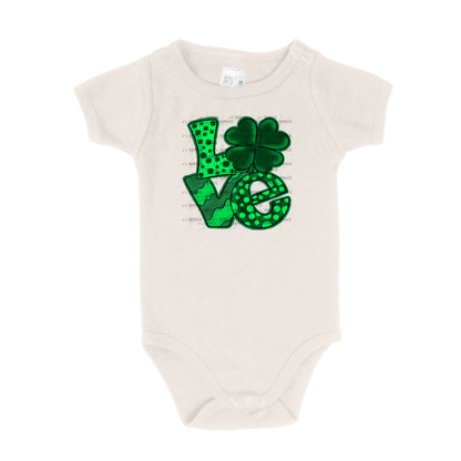 St Patricks Day Love PNG Green Glitter Shamrock Sublimation Design