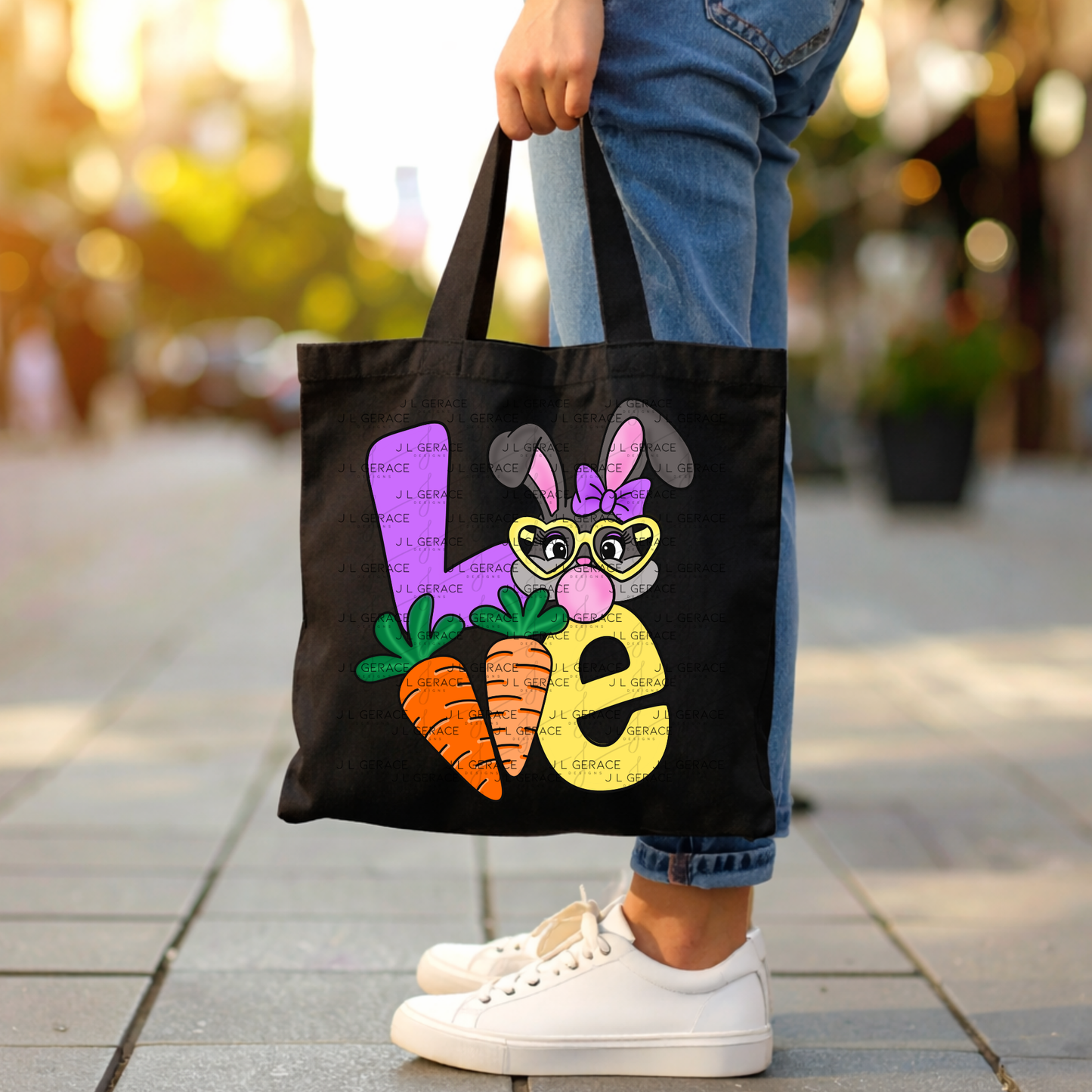 LOVE Easter Bunny with Carrots PNG