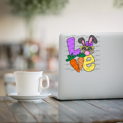 LOVE Easter Bunny with Carrots PNG