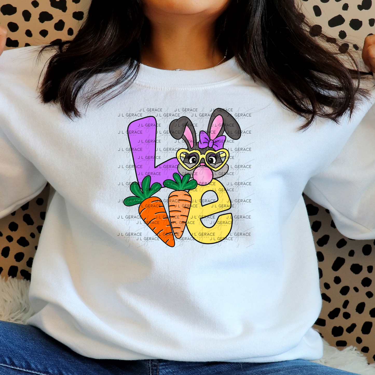 LOVE Easter Bunny with Carrots PNG