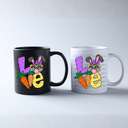 LOVE Easter Bunny with Carrots PNG