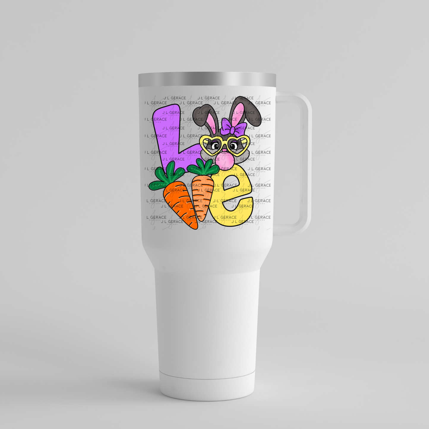 LOVE Easter Bunny with Carrots PNG