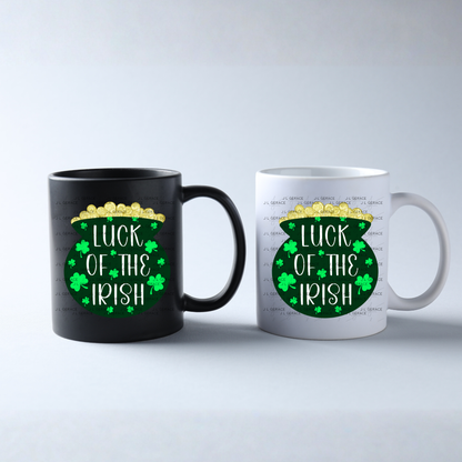 Luck of the Irish PNG St Patricks Day Sublimation Design Pot of Gold Shamrock Shirt Clipart Digital Download