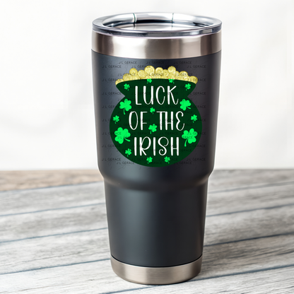Luck of the Irish PNG St Patricks Day Sublimation Design Pot of Gold Shamrock Shirt Clipart Digital Download