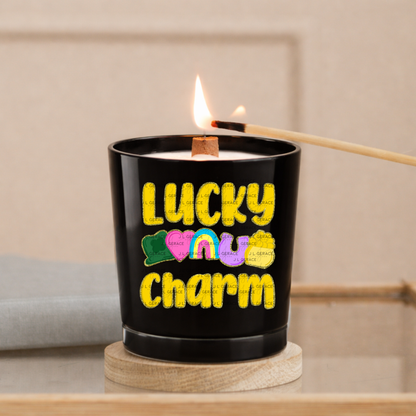 Lucky Charm St Patrick PNG – Shamrock Heart Rainbow Horseshoe Pot of Gold Glitter Outline Design