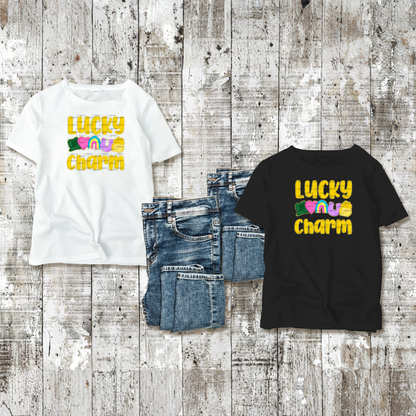 Lucky Charm St Patrick PNG – Shamrock Heart Rainbow Horseshoe Pot of Gold Glitter Outline Design