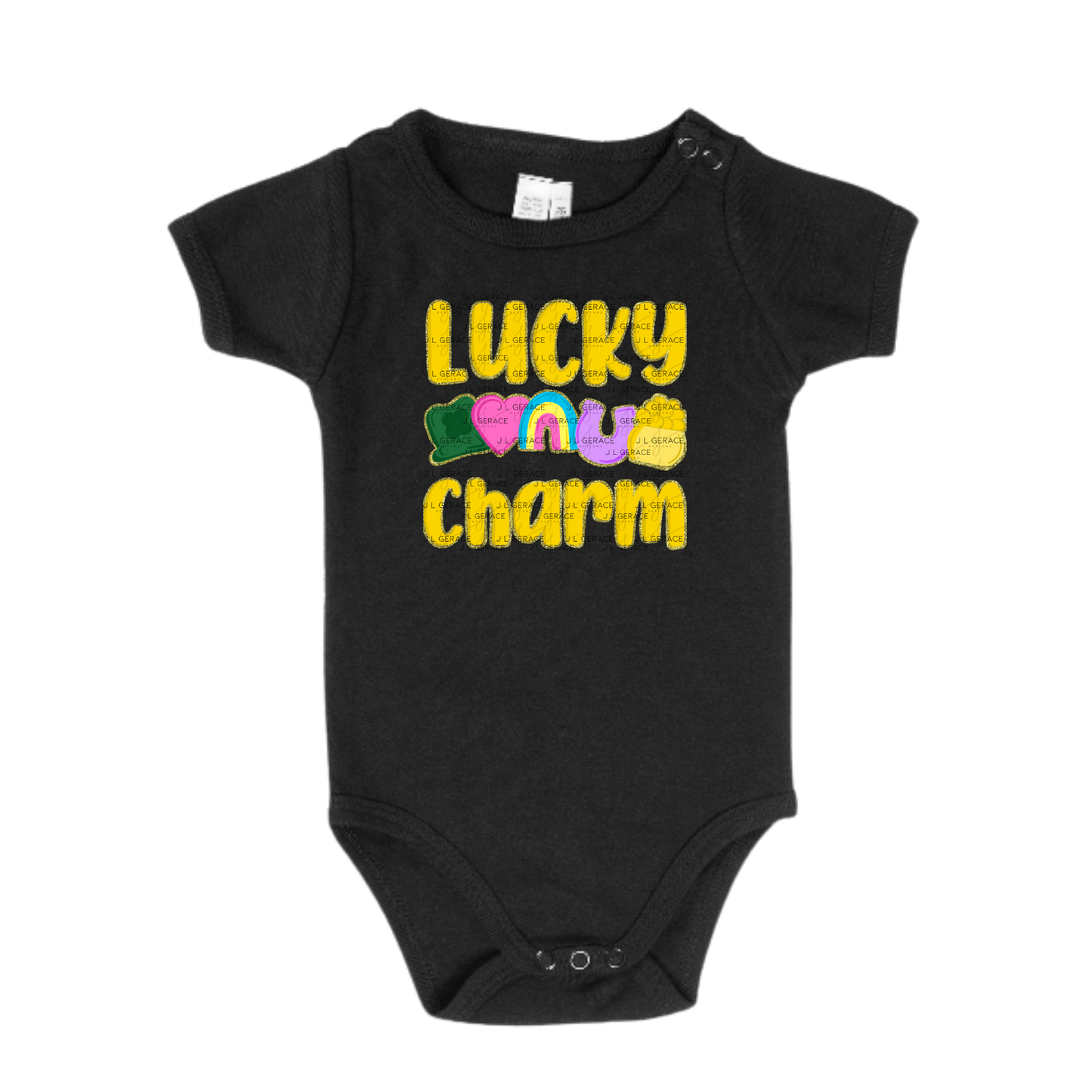 Lucky Charm St Patrick PNG – Shamrock Heart Rainbow Horseshoe Pot of Gold Glitter Outline Design
