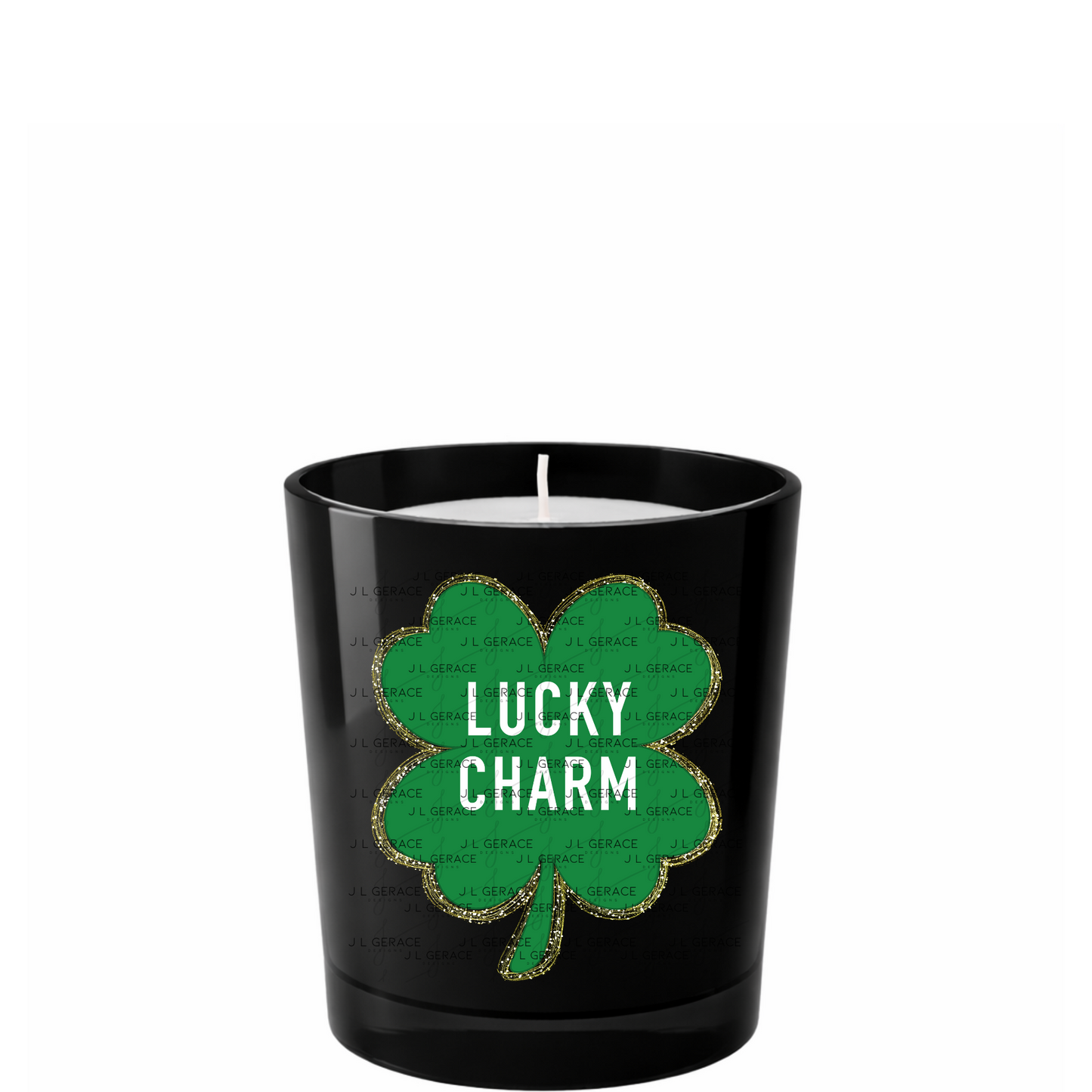 Lucky Charm Shamrock PNG St Patricks Day Glitter Outline Sublimation Clipart Digital Download