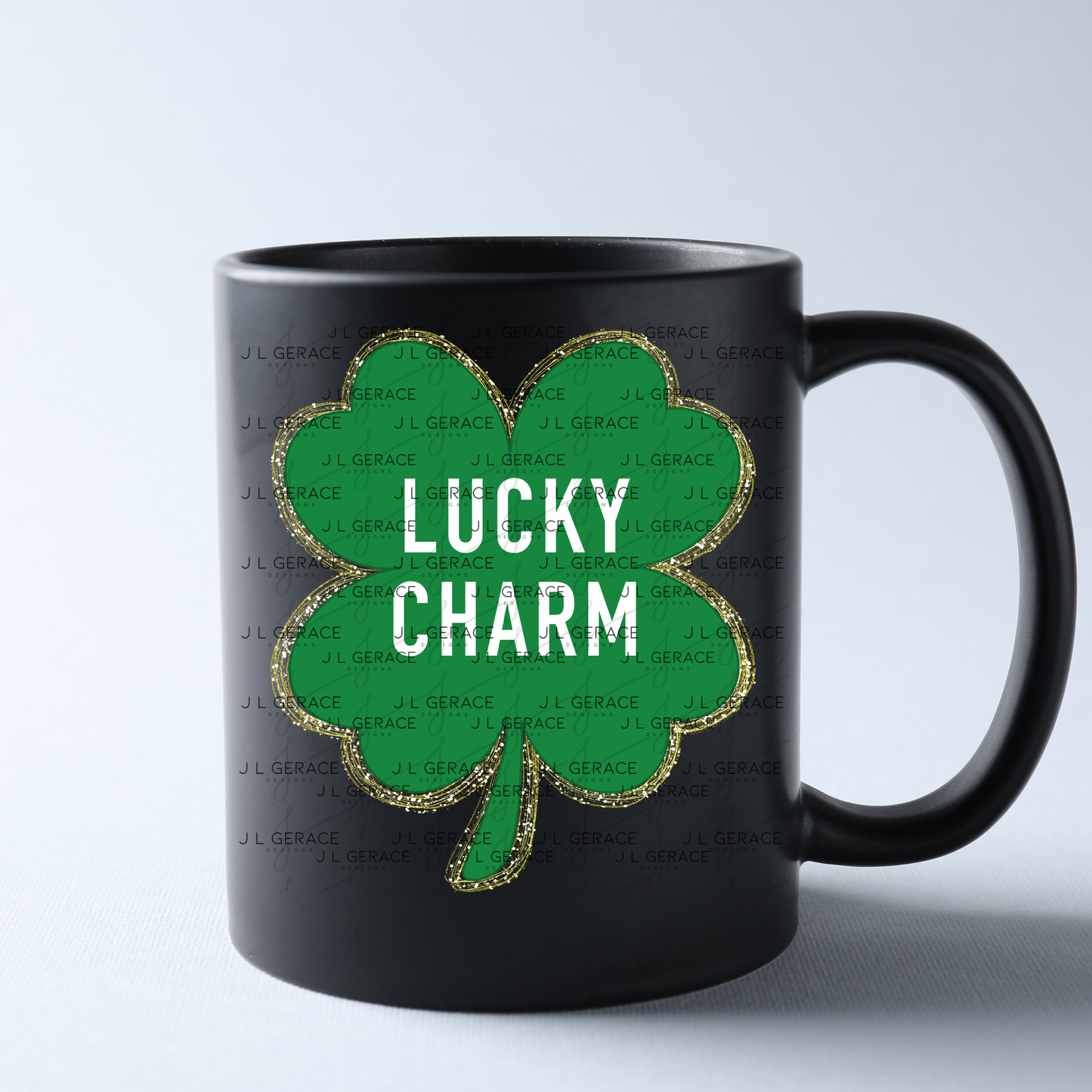 Lucky Charm Shamrock PNG St Patricks Day Glitter Outline Sublimation Clipart Digital Download