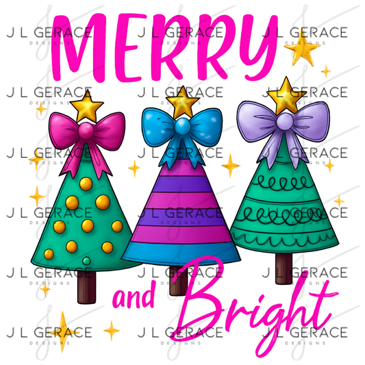 Merry and Bright Christmas Tree PNG