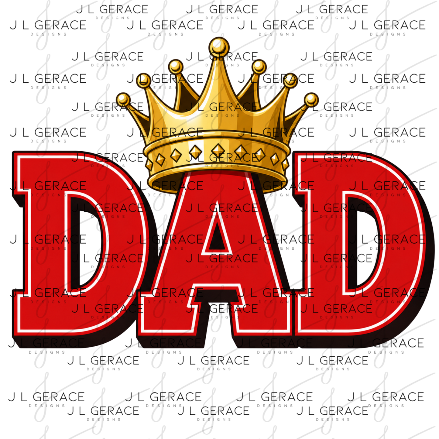 Dad PNG – Red King Crown Typography Sublimation Design