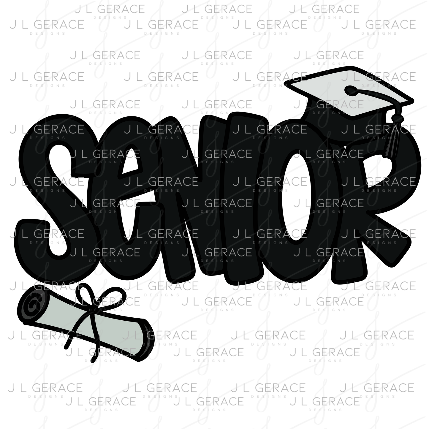 Senior PNG – Graduation Cap and Diploma Sublimation Design