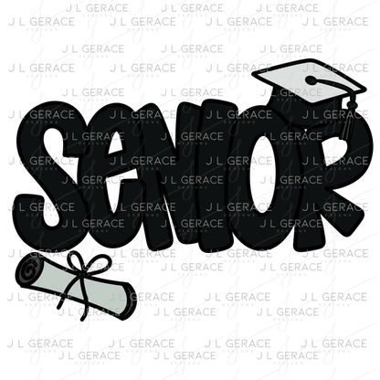 Senior PNG – Graduation Cap and Diploma Sublimation Design