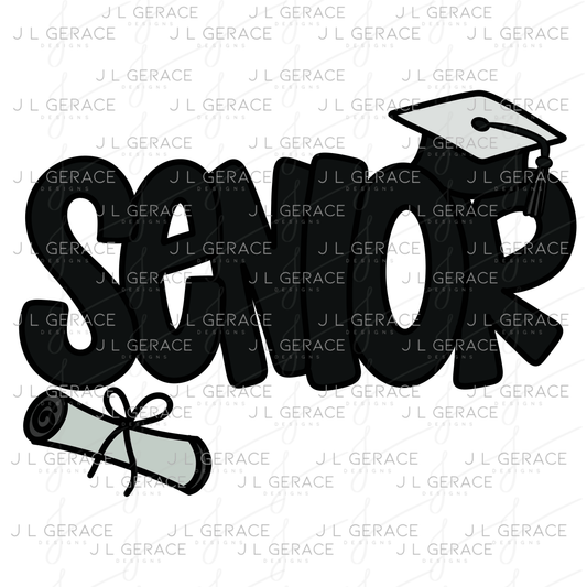 Senior PNG – Graduation Cap and Diploma Sublimation Design