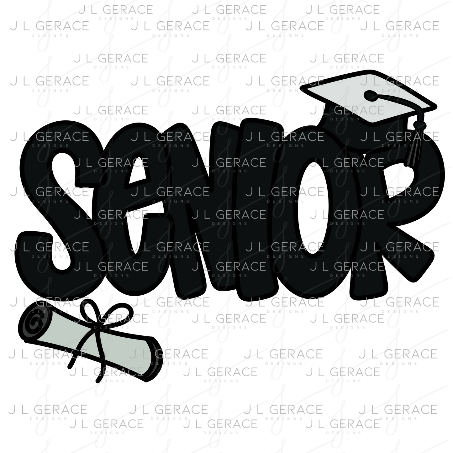 Senior PNG – Graduation Cap and Diploma Sublimation Design
