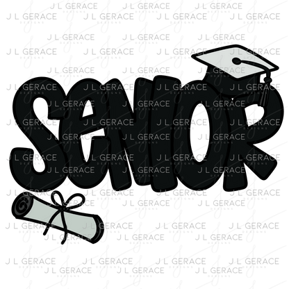 Senior PNG – Graduation Cap and Diploma Sublimation Design