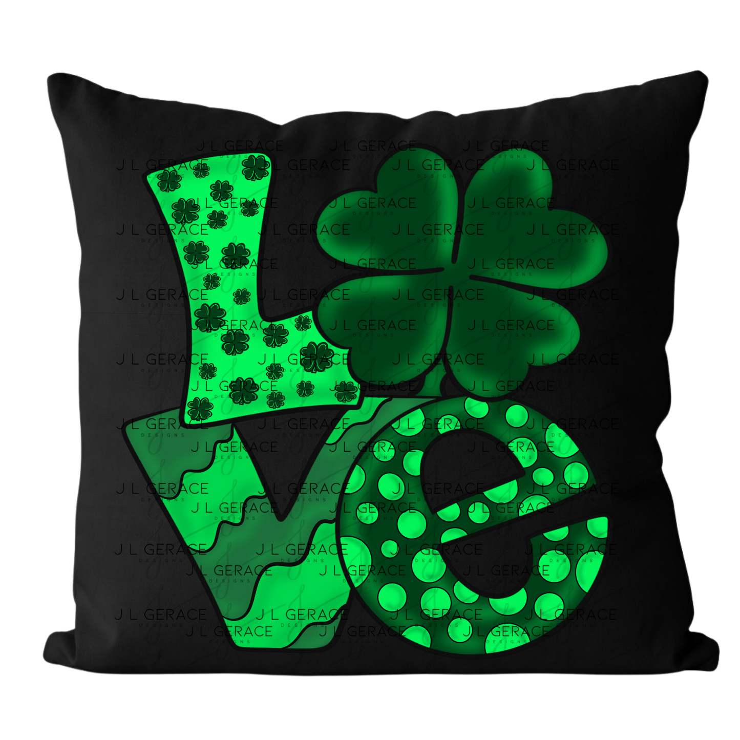 St Patricks Day Love Shamrock PNG Green Clover Sublimation Design