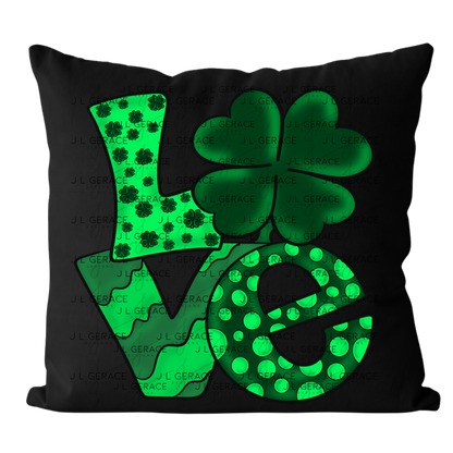 St Patricks Day Love Shamrock PNG Green Clover Sublimation Design