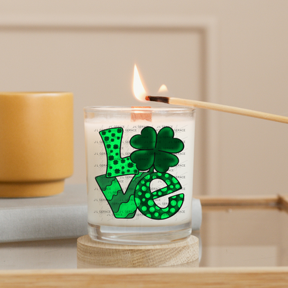 St Patricks Day Love Shamrock PNG Green Clover Sublimation Design