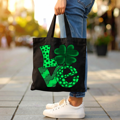 St Patricks Day Love Shamrock PNG Green Clover Sublimation Design