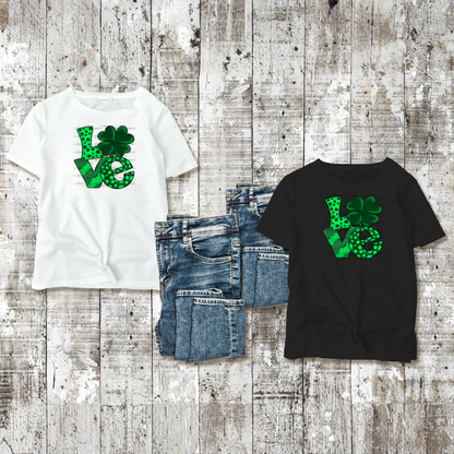 St Patricks Day Love Shamrock PNG Green Clover Sublimation Design