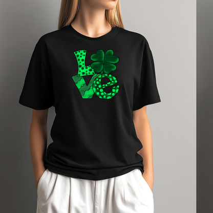 St Patricks Day Love Shamrock PNG Green Clover Sublimation Design