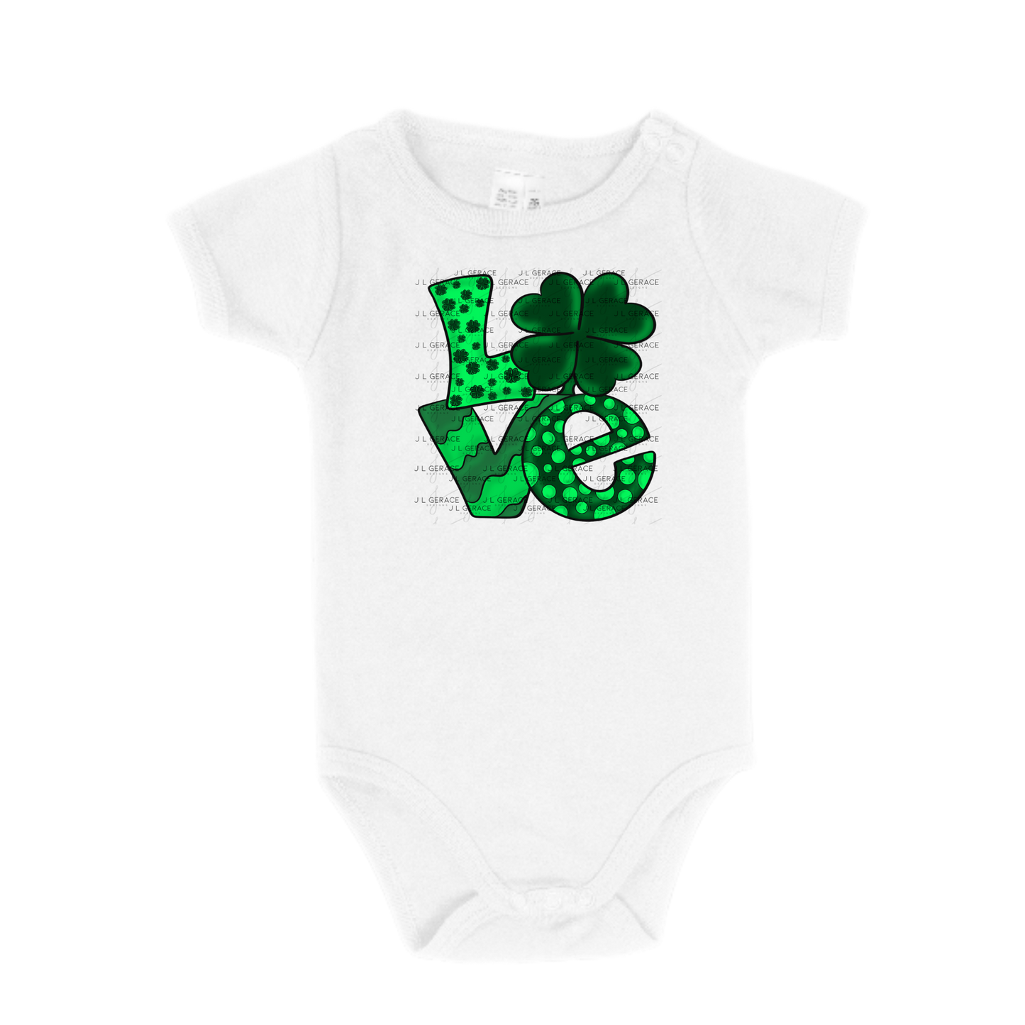 St Patricks Day Love Shamrock PNG Green Clover Sublimation Design