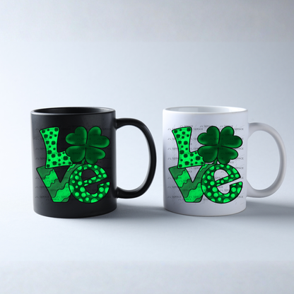 St Patricks Day Love Shamrock PNG Green Clover Sublimation Design
