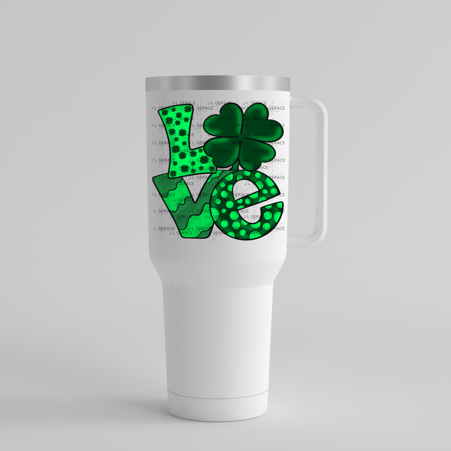 St Patricks Day Love Shamrock PNG Green Clover Sublimation Design