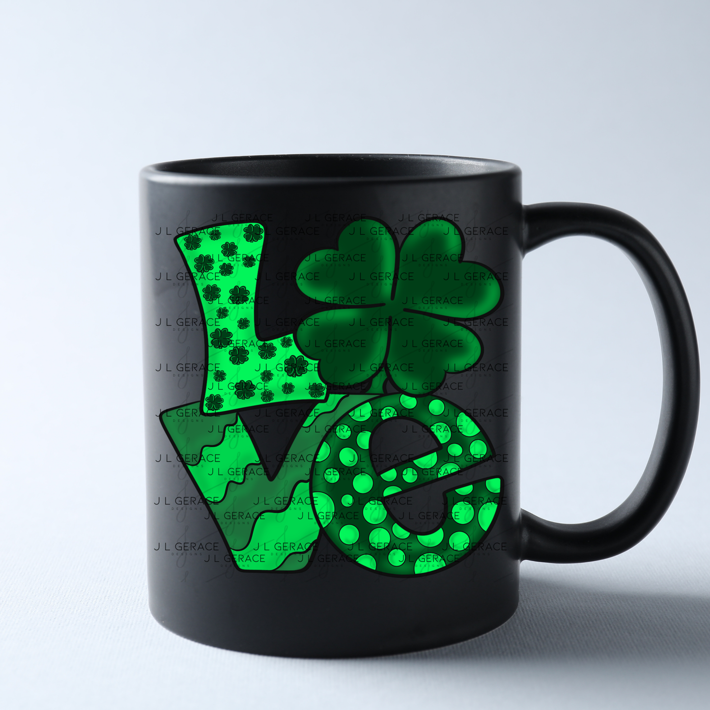 St Patricks Day Love Shamrock PNG Green Clover Sublimation Design