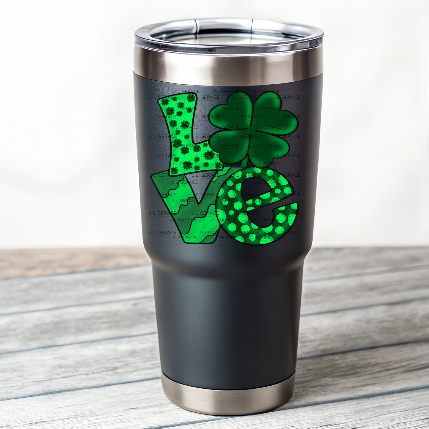 St Patricks Day Love Shamrock PNG Green Clover Sublimation Design
