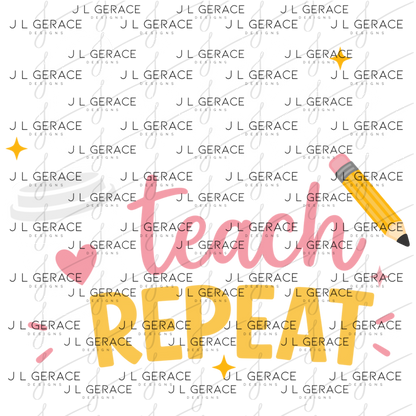 Coffee Teach Repeat Teacher PNG Bundle Digital Download