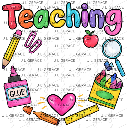 Teaching Is A Work Of Heart Teacher PNG (2 Colors)