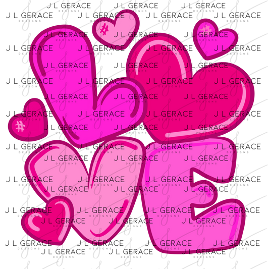 Pink Love Bubble Letter PNG Design