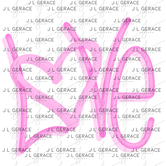 Pink Love Script PNG – Handwritten Heart Typography