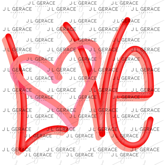 Red Love Script PNG Handwritten Heart Typography