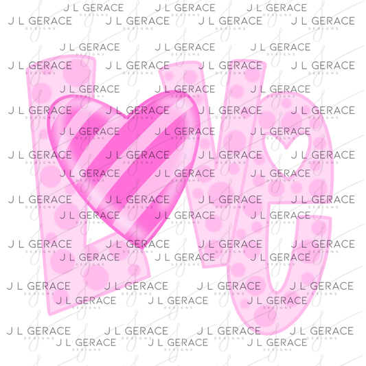 Love Polka Dot Letter PNG – Pink Valentine Design