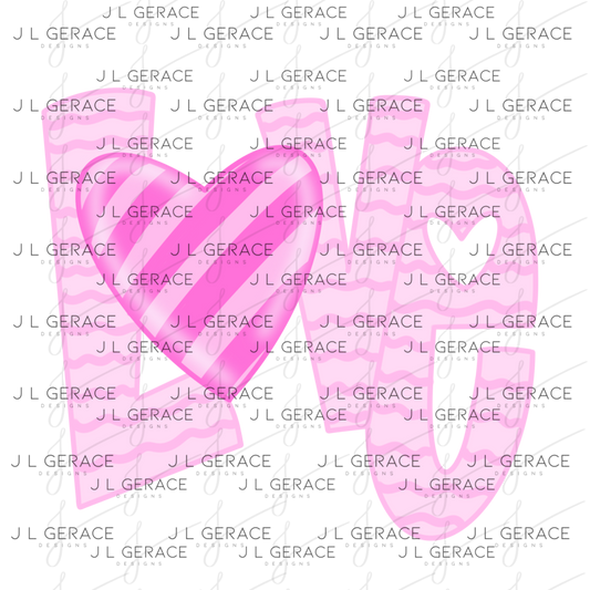 Love Wavy Letter PNG – Pink Valentine Craft Design