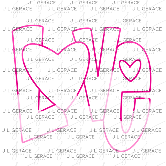 Love Outline Heart PNG - Pink Neon Line Art Design