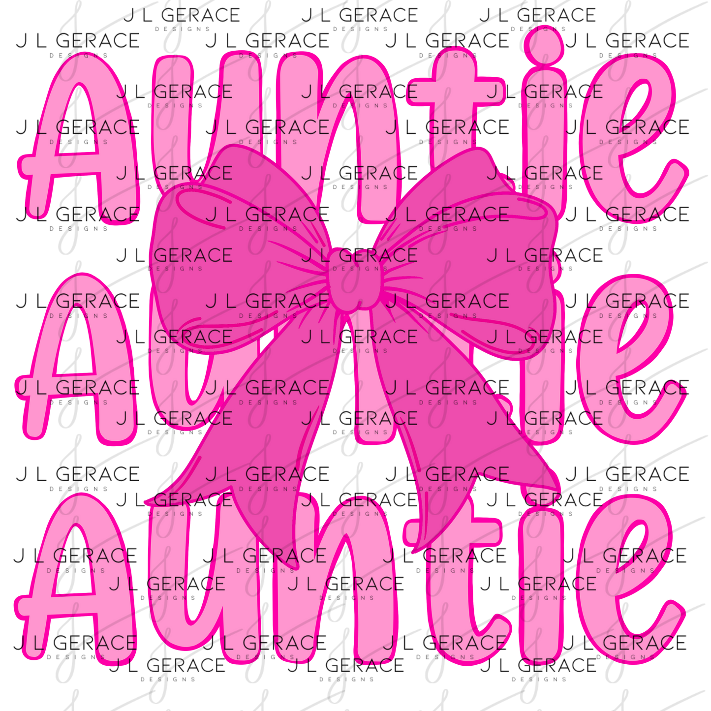 Auntie Bow PNG – Cute Pink Typography Sublimation Design